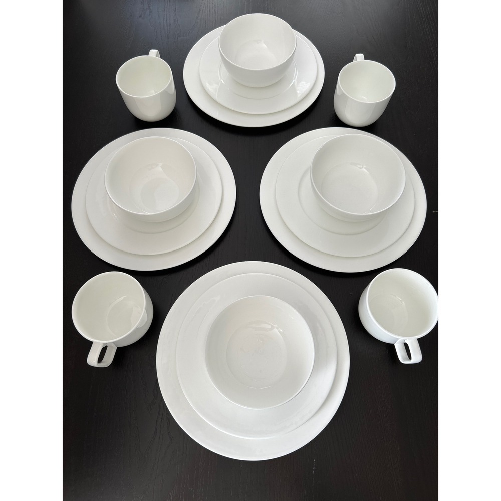 Hotel Collection White Bone China 16 Piece Dinnerware Set Service for 4